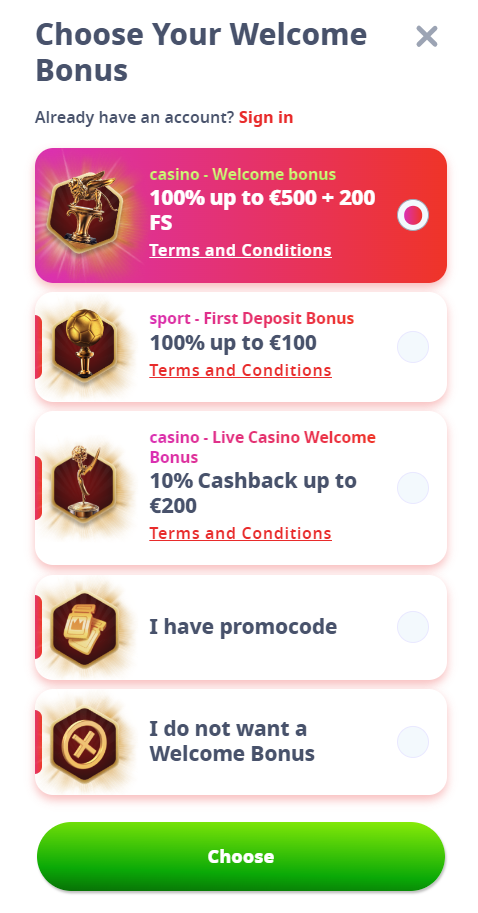 Casino Infinity Bonuses Sign Up